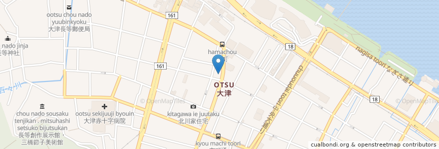 Mapa de ubicacion de 台所屋 en ژاپن, 滋賀県, 大津市.