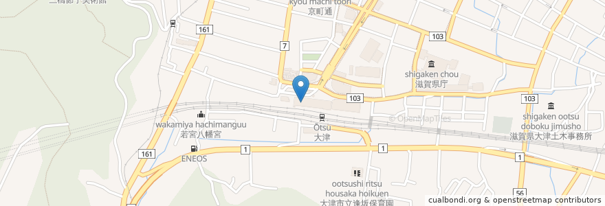 Mapa de ubicacion de Okaki en ژاپن, 滋賀県, 大津市.