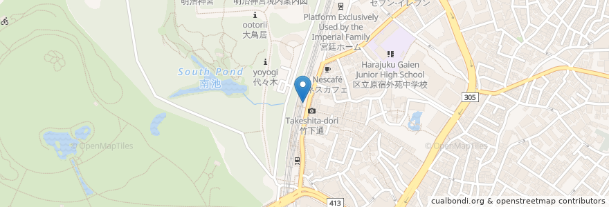 Mapa de ubicacion de The Parfait Stand en ژاپن, 東京都, 渋谷区.