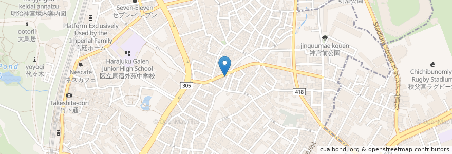 Mapa de ubicacion de Streamer Coffee Company en 日本, 東京都, 渋谷区.