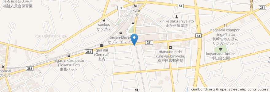 Mapa de ubicacion de レモン薬局 en Japão, 千葉県, 松戸市.