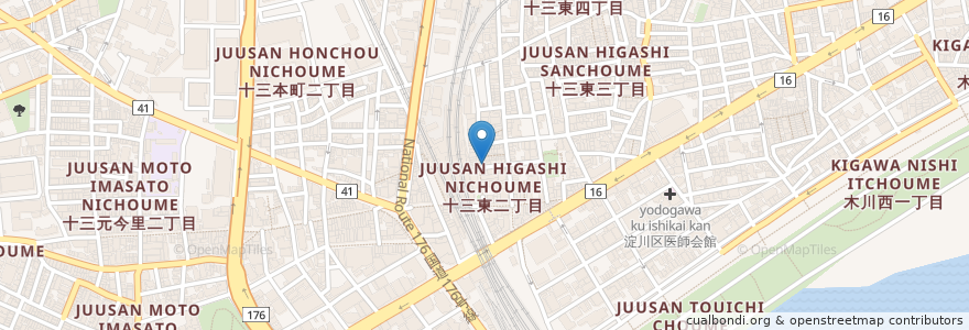 Mapa de ubicacion de たこ焼きひょうたん en Japan, 大阪府, Osaka, 淀川区.