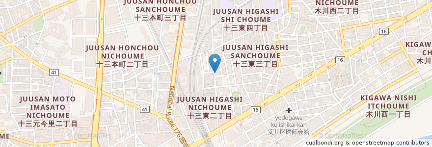 Mapa de ubicacion de 焼き鳥メッカ en Japan, Osaka Prefecture, Osaka, Yodogawa Ward.