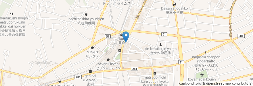 Mapa de ubicacion de 海華 餃子房 en Япония, Тиба, 松戸市.