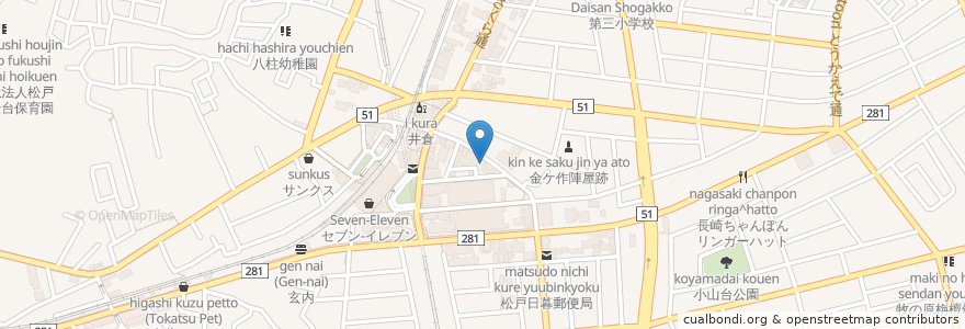 Mapa de ubicacion de ちゃくら en Japão, 千葉県, 松戸市.