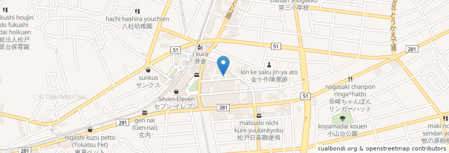 Mapa de ubicacion de Portion en 일본, 지바현, 松戸市.