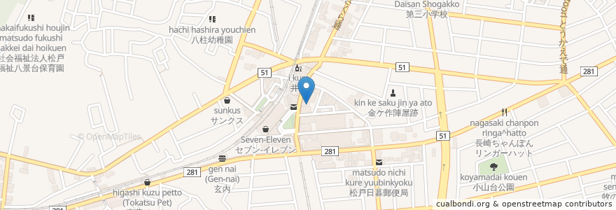 Mapa de ubicacion de ニトリ歯科クリニック en 日本, 千葉県, 松戸市.