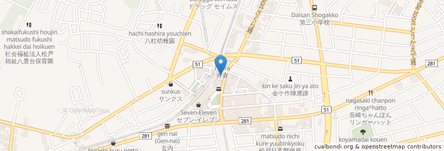 Mapa de ubicacion de まいう亭 en Japan, Chiba Prefecture, Matsudo.