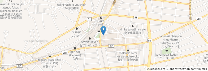Mapa de ubicacion de トライ en Japan, 千葉県, 松戸市.