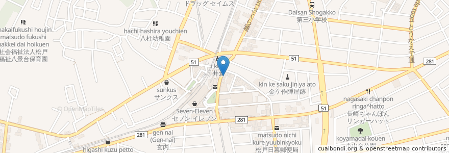Mapa de ubicacion de ゆうちゃん en Japon, Préfecture De Chiba, 松戸市.