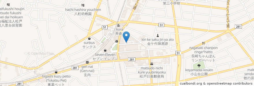 Mapa de ubicacion de きょうどう歯科 en 日本, 千葉県, 松戸市.