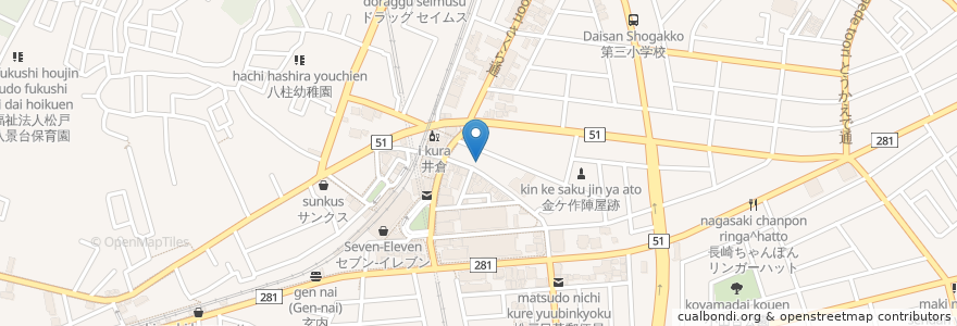 Mapa de ubicacion de すし勘 en 日本, 千葉県, 松戸市.