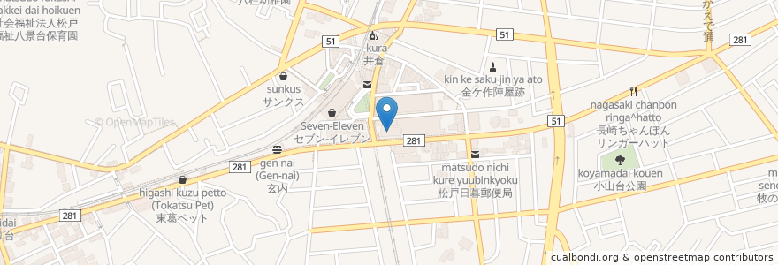 Mapa de ubicacion de カラオケBanBan en Japan, 千葉県, 松戸市.
