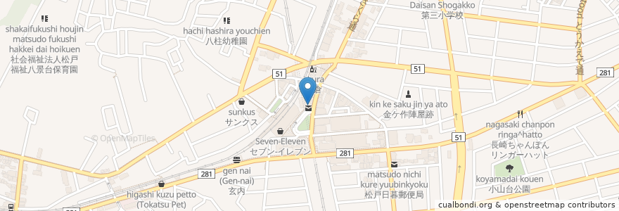 Mapa de ubicacion de 富士そば en Japão, 千葉県, 松戸市.