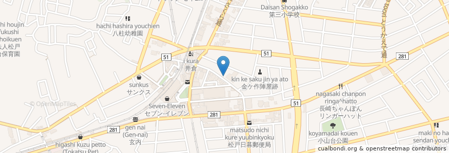 Mapa de ubicacion de 赤とんぼ en 일본, 지바현, 松戸市.