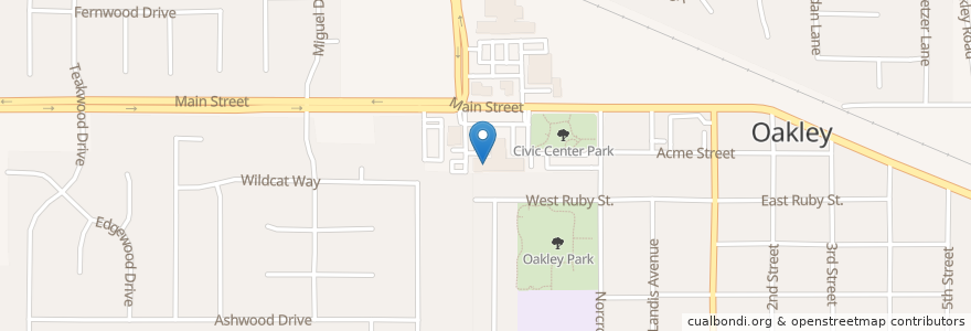 Mapa de ubicacion de City of Oakley Police Department en アメリカ合衆国, カリフォルニア州, Contra Costa County, Oakley.