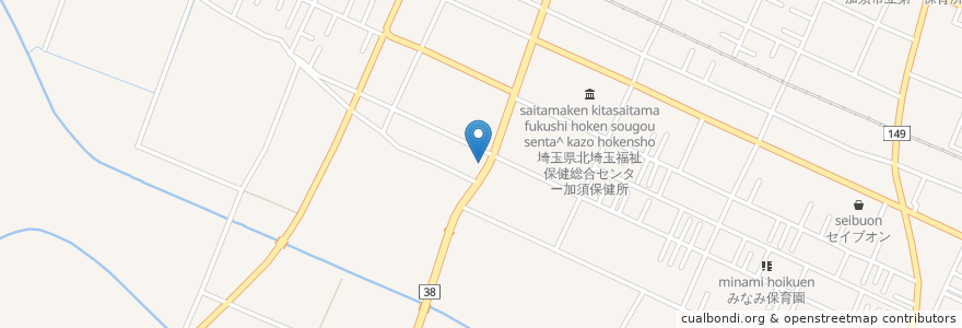 Mapa de ubicacion de 飛鳥薬局 en Japan, Saitama Prefecture, Kazo.