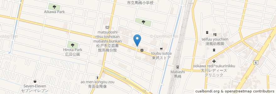 Mapa de ubicacion de かえで歯科 en Japonya, 千葉県, 松戸市.