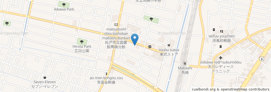 Mapa de ubicacion de 北京菜館 en Japan, 千葉県, 松戸市.