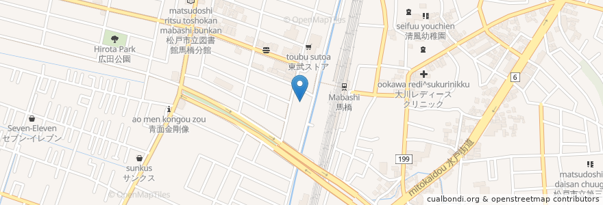 Mapa de ubicacion de まばし耳鼻咽喉科 en Japonya, 千葉県, 松戸市.