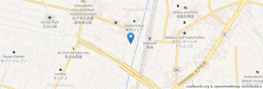 Mapa de ubicacion de 馬橋皮膚科クリニック en Japonya, 千葉県, 松戸市.