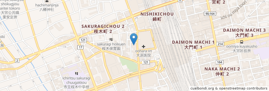 Mapa de ubicacion de 麺や桜木 en Japan, 埼玉県, さいたま市, 大宮区.