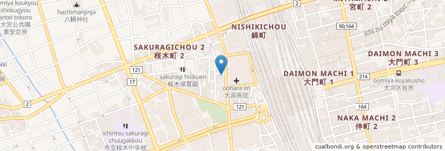 Mapa de ubicacion de 餃子の王将 en 日本, 埼玉県, さいたま市, 大宮区.