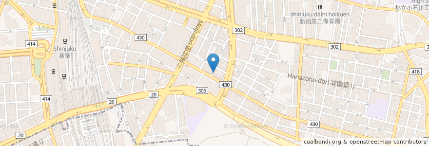 Mapa de ubicacion de 珈琲貴族エジンバラ　新宿本店 en Japon, Tokyo, Shinjuku.