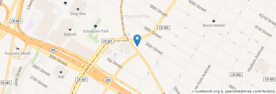 Mapa de ubicacion de P & L Grill & Diner en アメリカ合衆国, ニュージャージー州, Hudson County, Union City.