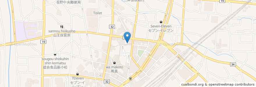 Mapa de ubicacion de BURGER SPRINGS en Japón, Prefectura De Nagano, 長野市.