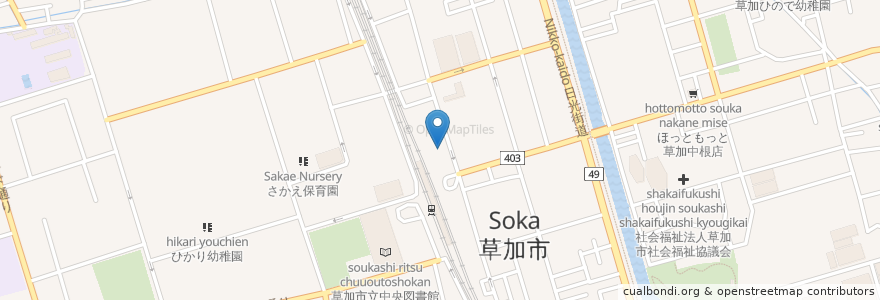 Mapa de ubicacion de サイゼリヤ en 日本, 埼玉県, 草加市.