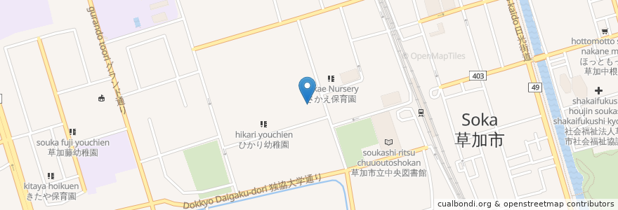 Mapa de ubicacion de 草加松原団地三町稲荷神社 en Japan, Präfektur Saitama, 草加市.