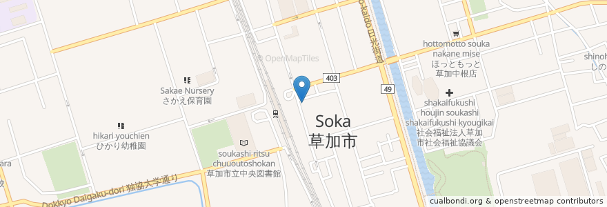 Mapa de ubicacion de 白木屋松原団地東口駅前店 en Япония, Сайтама, 草加市.