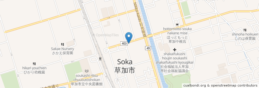 Mapa de ubicacion de CoCo壱番屋 en 日本, 埼玉県, 草加市.