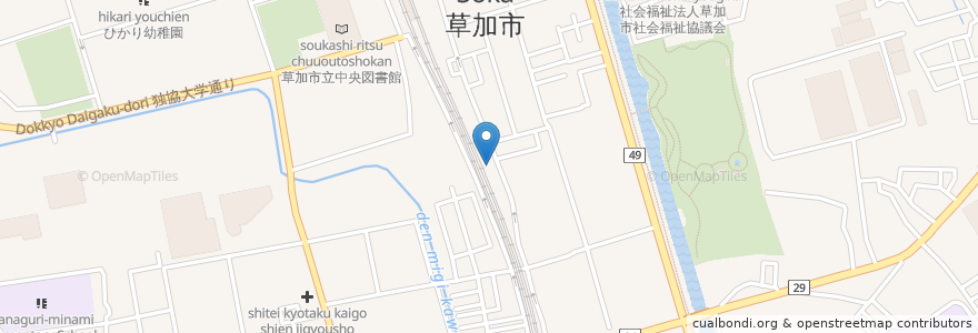 Mapa de ubicacion de 湯屋処まつばら（Ｐ無） en Japão, 埼玉県, 草加市.