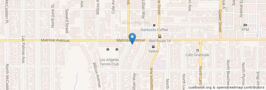 Mapa de ubicacion de Inti Peruvian Restaurant en Vereinigte Staaten Von Amerika, Kalifornien, Los Angeles County, Los Angeles.