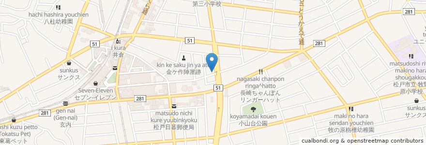 Mapa de ubicacion de コタニグリーン歯科 en Giappone, Prefettura Di Chiba, 松戸市.