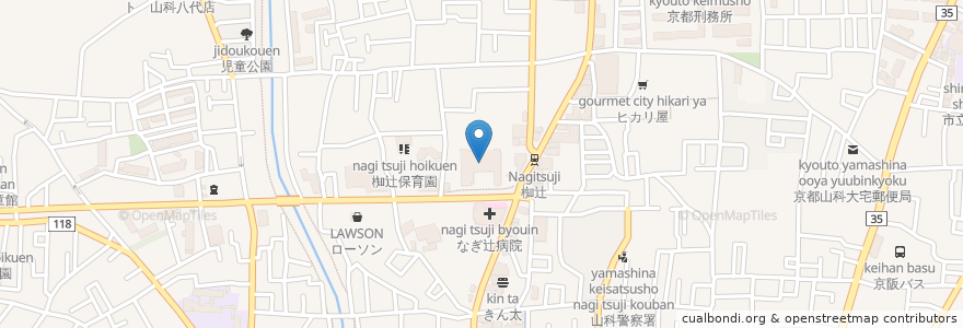 Mapa de ubicacion de 京都市山科区役所 en Japan, Kyoto Prefecture, Kyoto, Yamashina Ward.