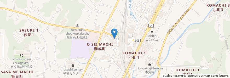 Mapa de ubicacion de 三菱UFJ銀行 en Japonya, 神奈川県, 鎌倉市.