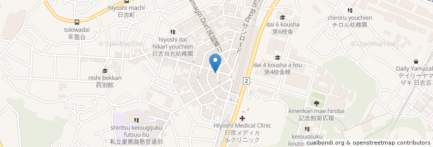 Mapa de ubicacion de 日吉堂薬局 en Japan, Kanagawa Prefecture, Yokohama, Kohoku Ward.
