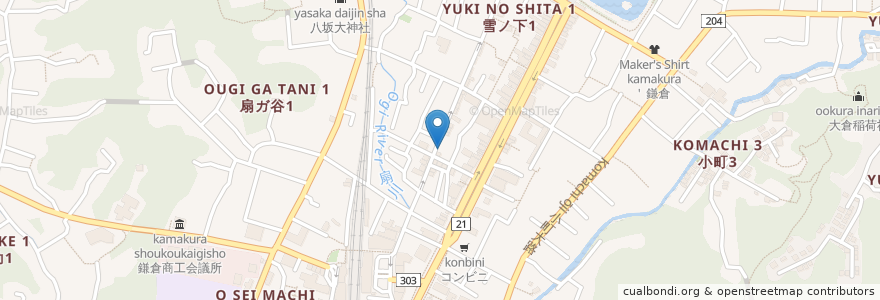 Mapa de ubicacion de JAさがみ en Giappone, Prefettura Di Kanagawa, 鎌倉市.