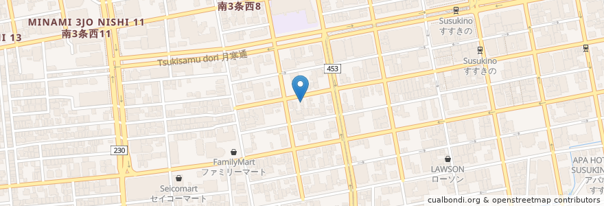 Mapa de ubicacion de トトリ en Japonya, 北海道, 石狩振興局, 札幌市, 中央区.