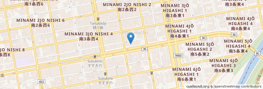 Mapa de ubicacion de 札幌かに家 en 일본, 홋카이도, 石狩振興局, 札幌市, 中央区.