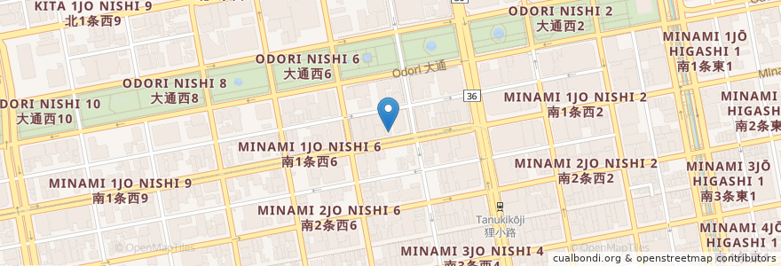 Mapa de ubicacion de 北の笑美食 いなせや本店 en Japonya, 北海道, 石狩振興局, 札幌市, 中央区.