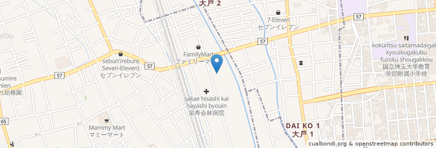 Mapa de ubicacion de わらしべ第二保育園 en 日本, 埼玉县, 埼玉市, 中央区.