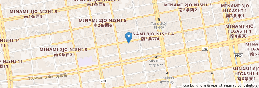 Mapa de ubicacion de サツドラ en اليابان, محافظة هوكايدو, 石狩振興局, 札幌市, 中央区.