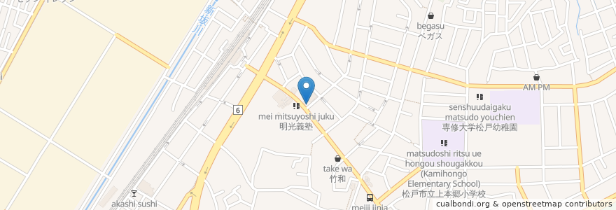 Mapa de ubicacion de 東京ファーマシー en 日本, 千葉県, 松戸市.