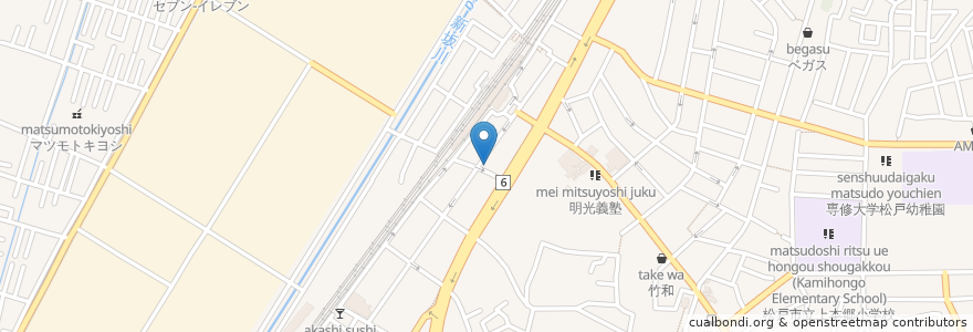 Mapa de ubicacion de Times en اليابان, 千葉県, 松戸市.