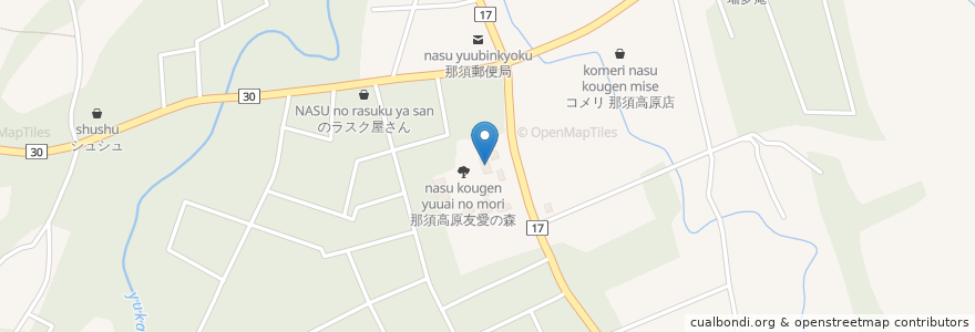 Mapa de ubicacion de なすとらん en Japón, Prefectura De Tochigi, 那須郡, 那須町.