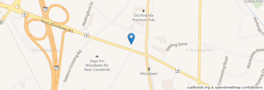 Mapa de ubicacion de Bojangles' en Estados Unidos De América, Carolina Del Norte, Mecklenburg County, Charlotte.
